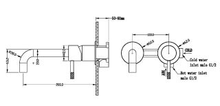 Встраиваемый смеситель для раковины Boheme Uno 465-SGM антрацит глянец